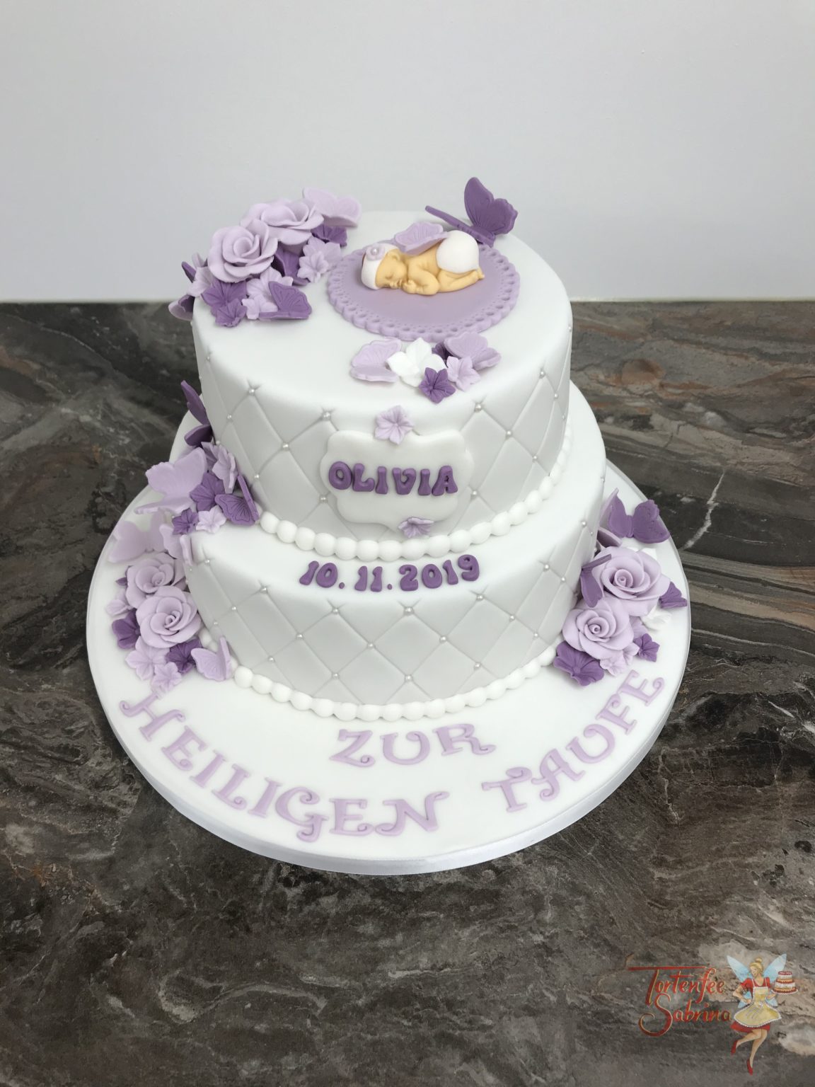 Tauftorte - Baby mit Blumen - Tortenfee Sabrina