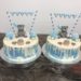 Geburtstagstorte Buben - Bär mit Ballon und Torte. Dieser Drip Cake wurde auch noch mit Cookies und Zuckerkugel sowie einer Girlande verziert.