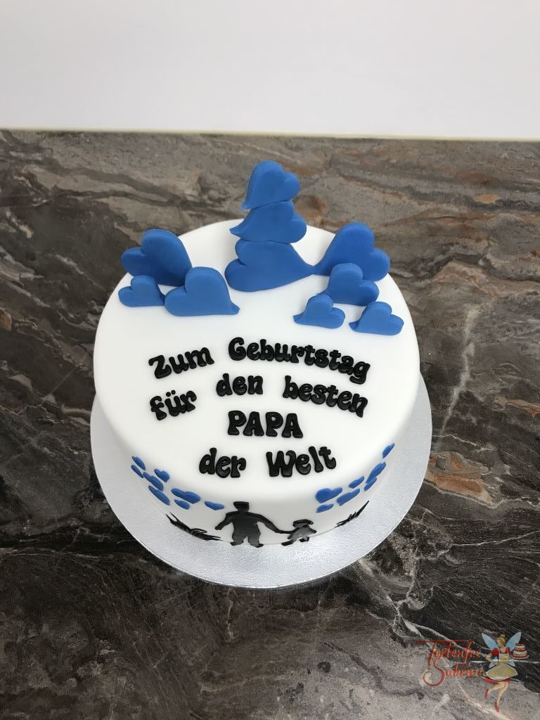 Geburtstagstorte Erwachsene - Bester Papa mit seiner Tochter und vielen blauen Herzen