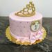 Geburtstagstorte Mädchen - Goldenes Krönchen ist ganz oben auf der Torte, weiters wurde sie noch mit Perlen und einer Schleife verziert.
