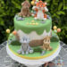 Geburtstagstorte Buben - Kleine liebe Tierfreunde sind hier gemeinsam auf der Torte versammelt und freuen sich über Luftballons.