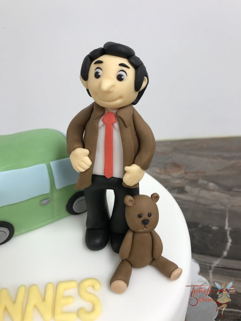Geburtstagstorte Buben - Mr. Bean mit seinem grün, schwarzem Mini Cooper und natürlich seinem Teddy