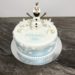 Geburtstagstorte Erwachsene - Olaf´s Schneeballparty. Verziert mit Schneeflocken und Schneebällen und Glitzerkugeln.