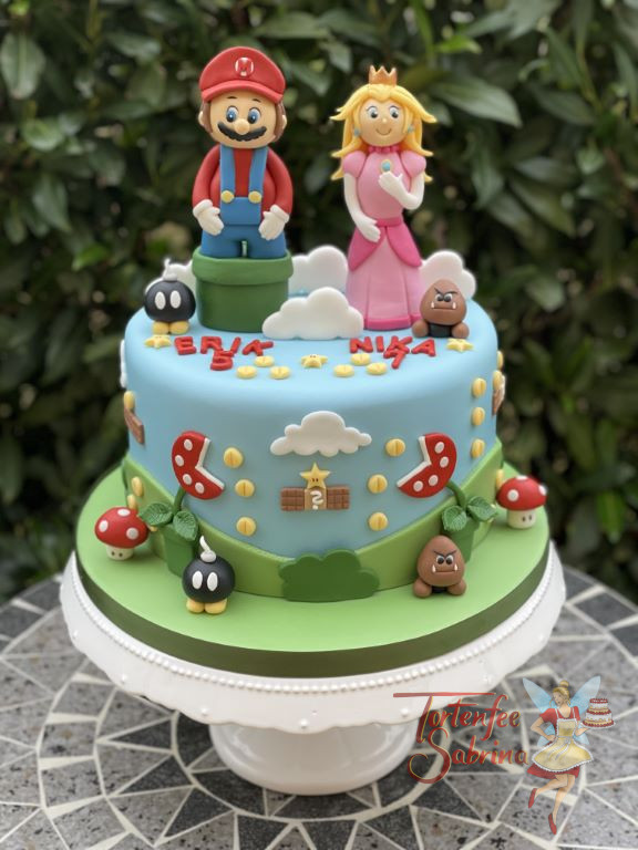 Geburtstagstorte Mädchen und Buben - Peach und Mario sind nach ihrer langen Reise endlich wieder zusammen.