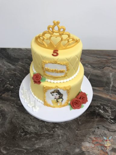 Geburtstagstorte Prinzessin Belle mit Krone und Rosen