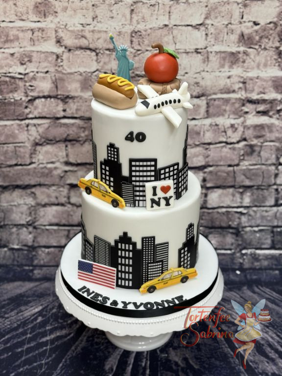 Geburtstagstorte Erwachsene - The big apple, New York, ist das Reiseziel der Geburtstagskinder, für welches gerne die Koffer gepackt werden.