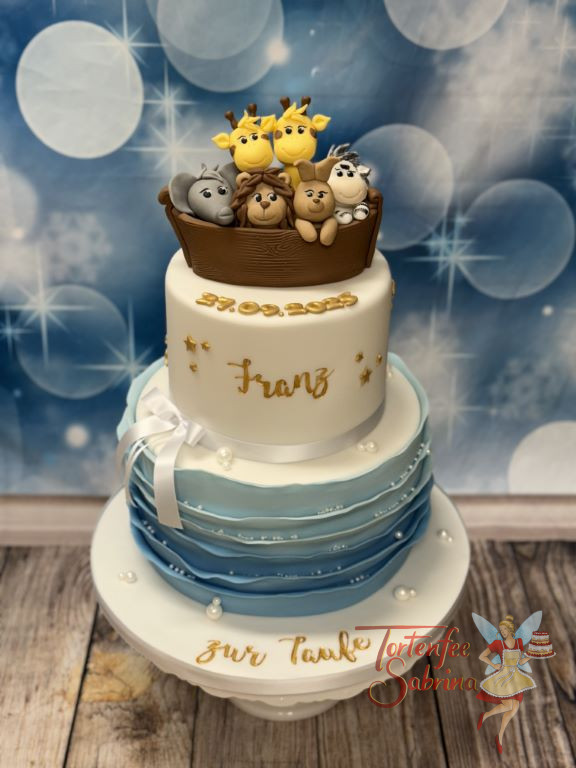 Tauftorte - Auf großer Fahrt befinden sich die Tiere und freuen sich über das Abenteuer im Boot über die Wellen zu fahren.